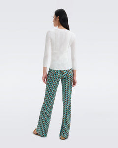 DVF	BROOKLYN PANTS FLEURGEO SUMMER TURQUOISE