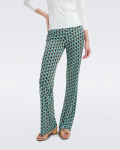 DVF	BROOKLYN PANTS FLEURGEO SUMMER TURQUOISE