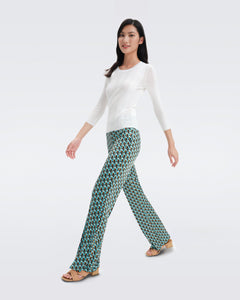 DVF	BROOKLYN PANTS FLEURGEO SUMMER TURQUOISE