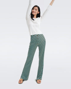 DVF	BROOKLYN PANTS FLEURGEO SUMMER TURQUOISE