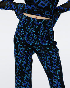 RUTHETTE VELVET PANTS IN CIRCLES OCEAN BLUE