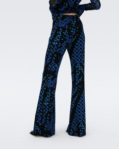 RUTHETTE VELVET PANTS IN CIRCLES OCEAN BLUE