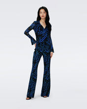 Load image into Gallery viewer, RUTHETTE VELVET PANTS IN CIRCLES OCEAN BLUE