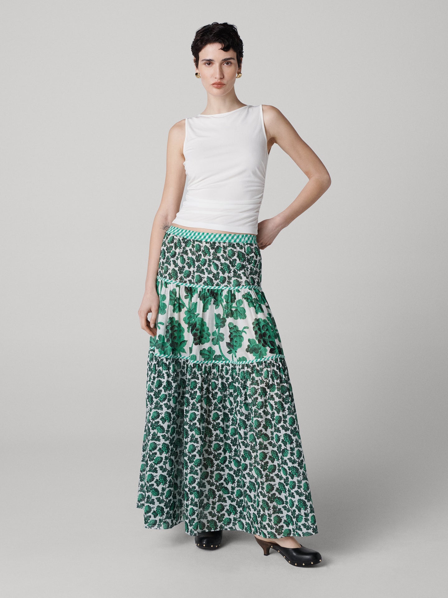 DVF	SHILOH SKIRT BERRIES INDIAN GREEN