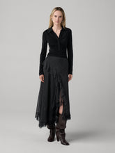 Load image into Gallery viewer, DVF	SYLVIE SKIRT SIGNATURE PINSTRIPE BLACK