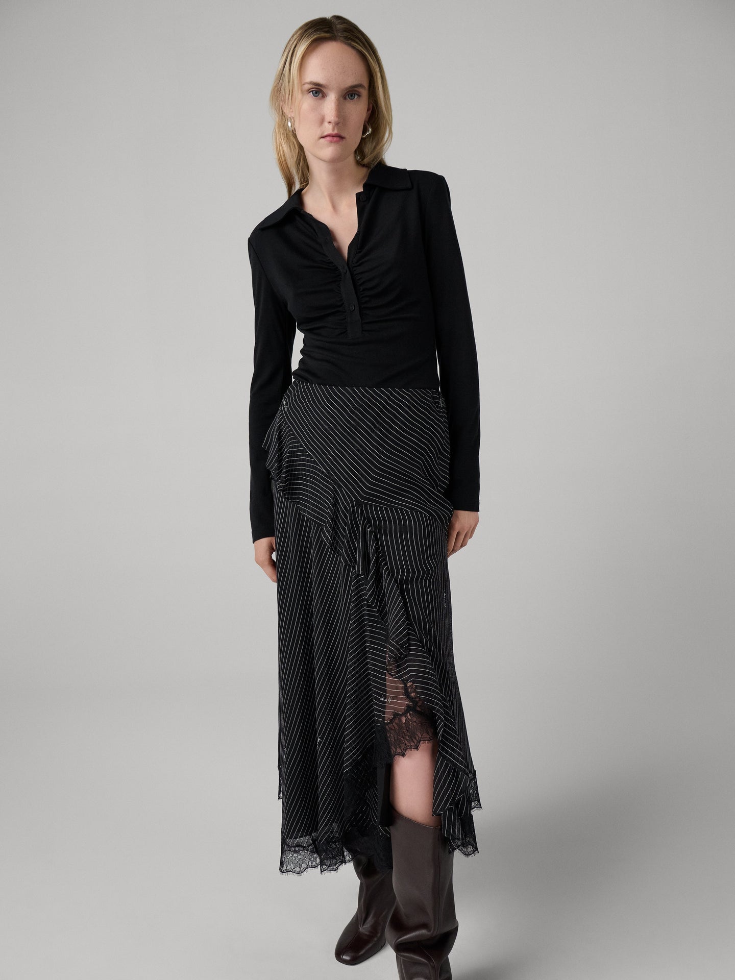 DVF	SYLVIE SKIRT SIGNATURE PINSTRIPE BLACK