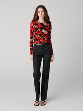 Load image into Gallery viewer, DVF	LOGAN REVERSIBLE TOP SHIP LIGHTS BLACK/SEU LEOP BIG SIG RED