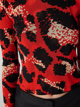 Load image into Gallery viewer, DVF	LOGAN REVERSIBLE TOP SHIP LIGHTS BLACK/SEU LEOP BIG SIG RED