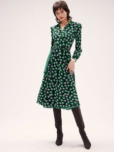 DVF PHOENIX REVERSIBLE DRESS DOT BLSM SM GN/VENICE