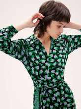 Load image into Gallery viewer, DVF PHOENIX REVERSIBLE DRESS DOT BLSM SM GN/VENICE