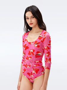 DVF	MILEY BODYSUIT PAPER TULIP LG PINK ME