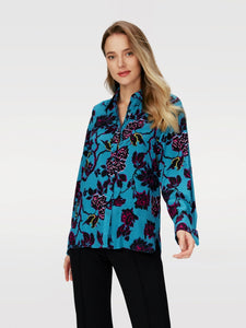 DVF	LALA TOP CHINA VINE FLOWER TIE BARR REEF