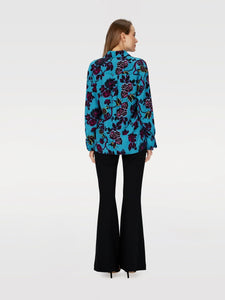 DVF	LALA TOP CHINA VINE FLOWER TIE BARR REEF