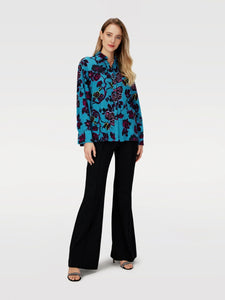 DVF	LALA TOP CHINA VINE FLOWER TIE BARR REEF