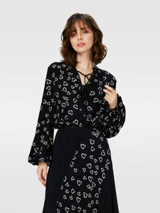 DVF	GINNY TWO BLOUSE	SMALL HEARTS BLACK