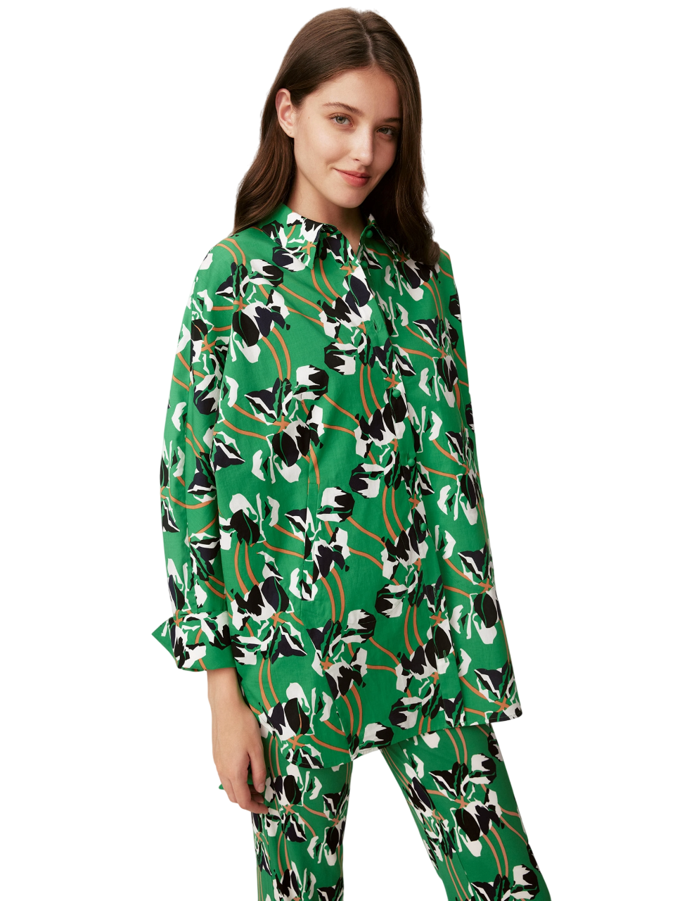 DVF CALEB BLOUSE IMPROV IRIS GREEN LG