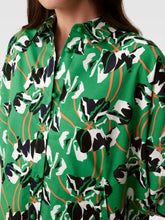 Load image into Gallery viewer, DVF CALEB BLOUSE IMPROV IRIS GREEN LG