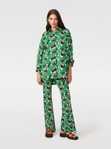 DVF CALEB BLOUSE IMPROV IRIS GREEN LG