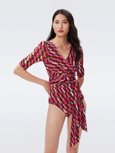 DVF	ABBIE BODYSUIT ARTA GEO PINK ME