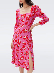 DVF	JOANNA DRESS PAPER TULIP LG PINK ME