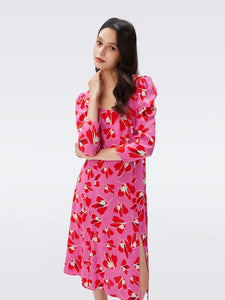 DVF	JOANNA DRESS PAPER TULIP LG PINK ME