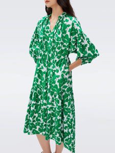 DVF ARTIE DRESS FLORA NOCTURNA GREEN