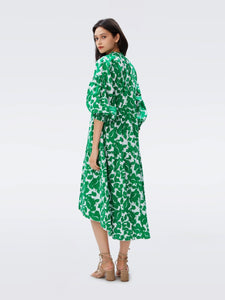 DVF ARTIE DRESS FLORA NOCTURNA GREEN