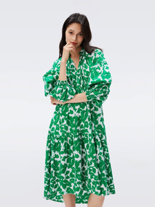 DVF ARTIE DRESS FLORA NOCTURNA GREEN