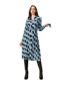 DVF GIZELLE DRESS BIRD WEAVE BALANCHINE BLUE