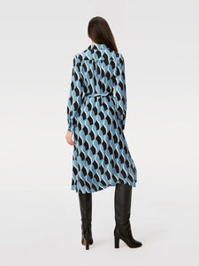 DVF GIZELLE DRESS BIRD WEAVE BALANCHINE BLUE