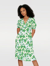 Load image into Gallery viewer, DVF	JEMMA DRESS EARTH FLORAL MULTI MED CH