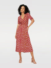 Load image into Gallery viewer, Koren Reversible Mesh Midi Dress in Natural Leopard and Garden Petals