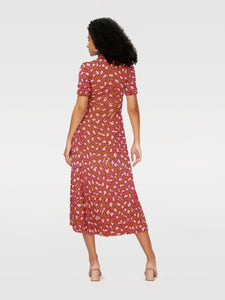 Koren Reversible Mesh Midi Dress in Natural Leopard and Garden Petals