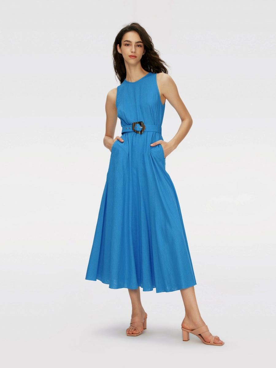 DVF	ELLIOT MIDI DRESS CERULEAN BLUE