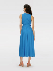 DVF	ELLIOT MIDI DRESS CERULEAN BLUE