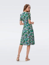 Load image into Gallery viewer, DVF	KOREN REVERSIBLE DRESS FLOWER BED/ARTA GEO GREEN