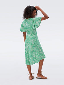 DVF BERTIE DRESS ATHENS PAISLEY INDIAN GREEN