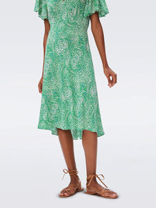 DVF BERTIE DRESS ATHENS PAISLEY INDIAN GREEN