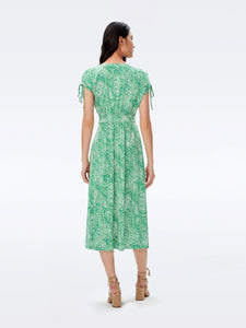 DVF REGGIO DRESS ATHENS PAISLEY INDIAN GREEN