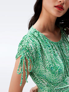 DVF REGGIO DRESS ATHENS PAISLEY INDIAN GREEN