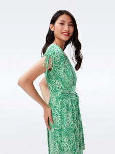 DVF REGGIO DRESS ATHENS PAISLEY INDIAN GREEN