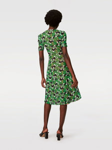 DVF KOREN REVERSIBLE DRESS IMPROV IRIS GN MED/DECO GEO SM