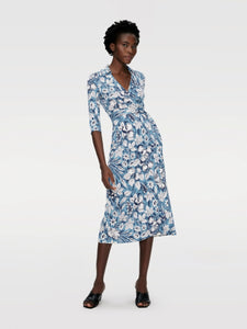 DVF	ABIGAIL MIDI DRESS BIRD OF PARADISE IVORY