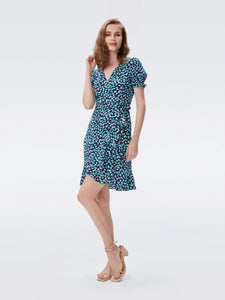 DVF	EMILIA MINI DRESS DAISY BUDS NAVY