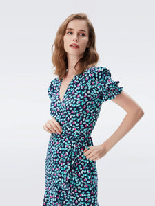 DVF	EMILIA MINI DRESS DAISY BUDS NAVY