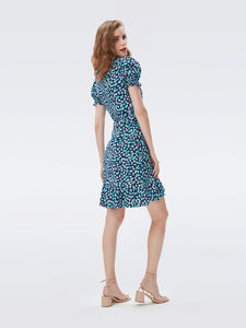 DVF	EMILIA MINI DRESS DAISY BUDS NAVY