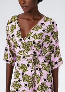 DVF	ELOISE MAXI DRESS OLIVE LEAVES LAVENDA PINK