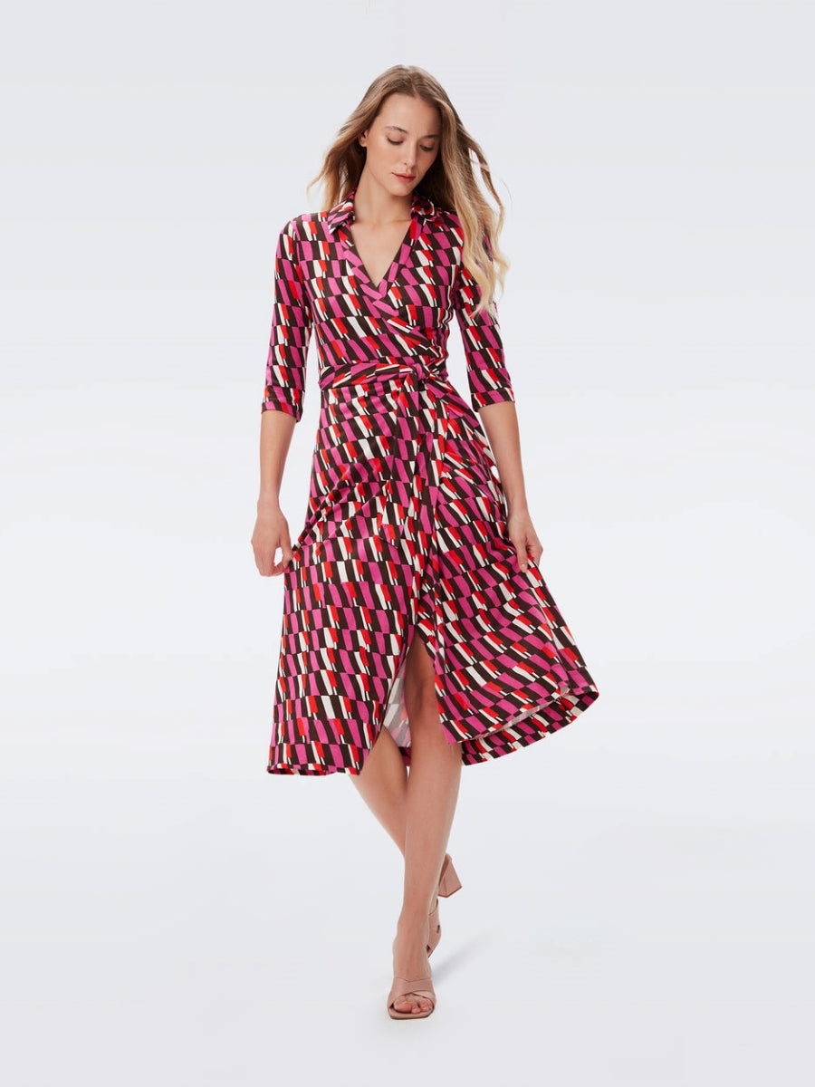 DVF	ABIGAIL MIDI DRESS ARTA GEO PINK ME