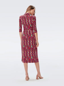 DVF	ABIGAIL MIDI DRESS ARTA GEO PINK ME