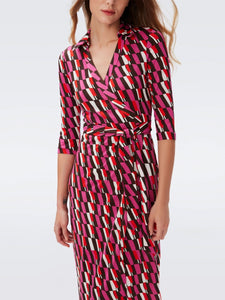 DVF	ABIGAIL MIDI DRESS ARTA GEO PINK ME